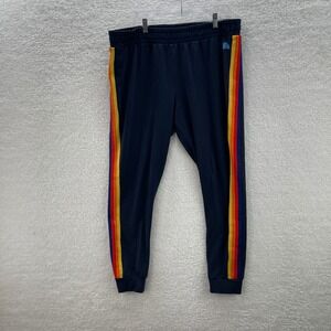 Aldi Sweatpants Mens XL Navy Blue Rainbow Jogger Grocery Store Employee Gym